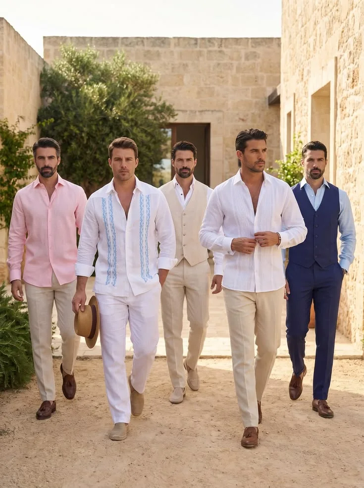 Beach semi-formal outfit examples for men